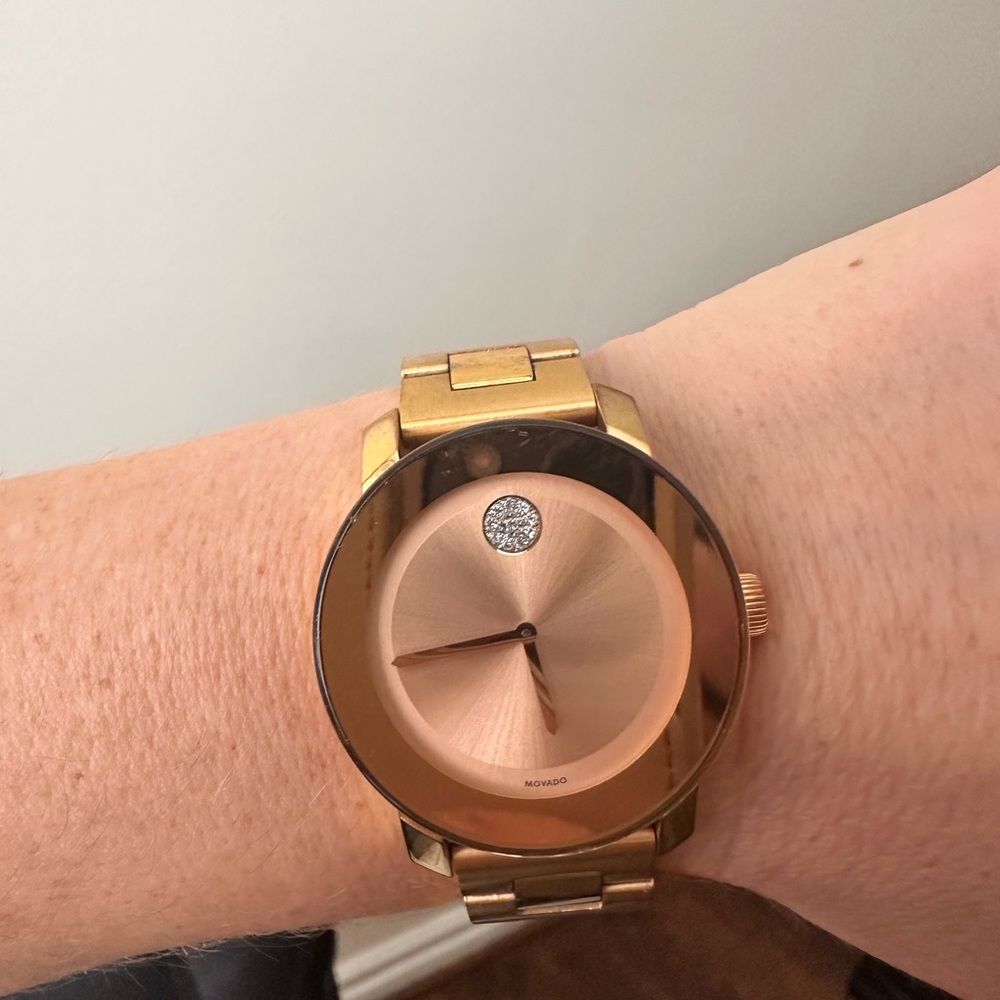 Movado Gold Timepiece with Blush Dial
